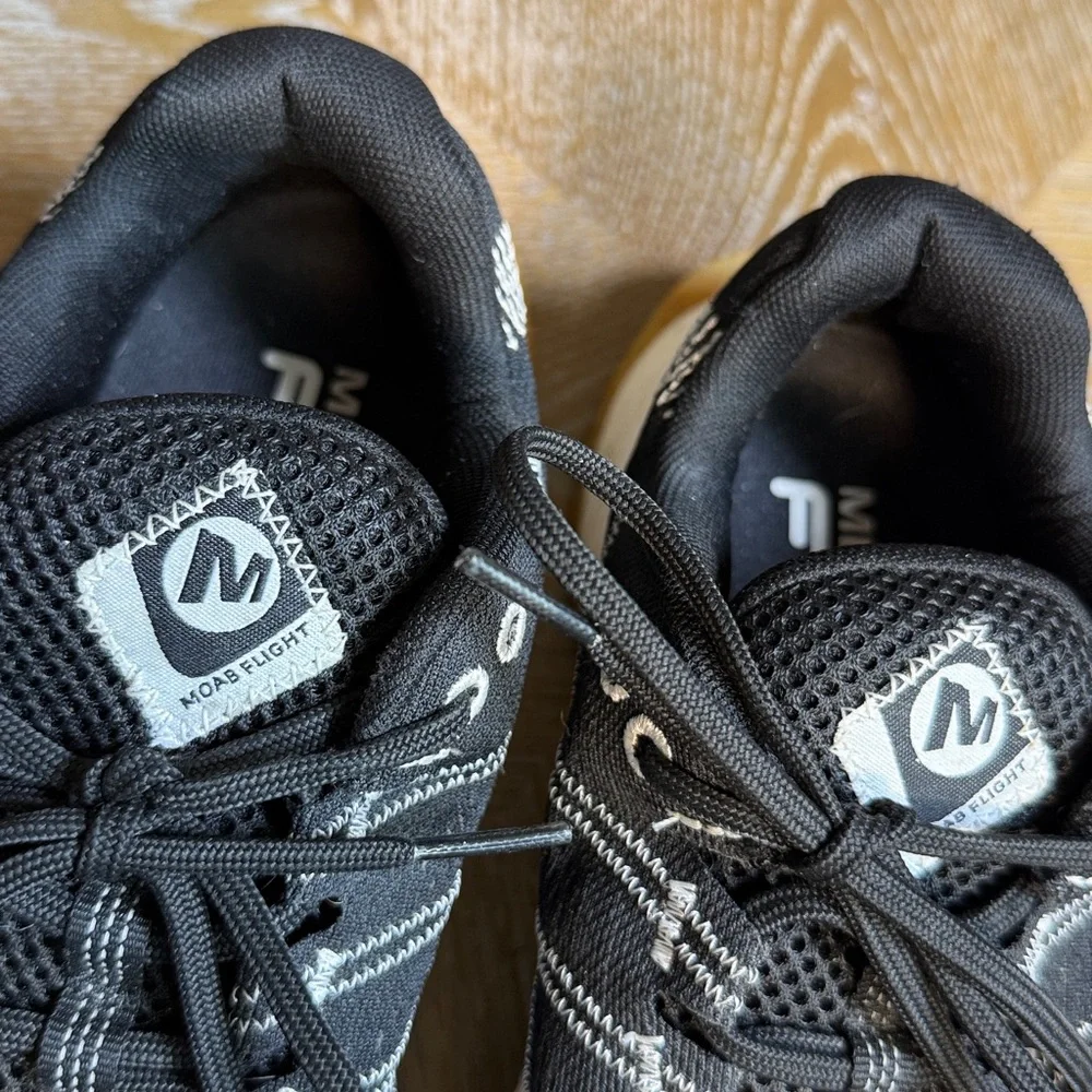 MERRELL Moab Flight Solution DYE Black White Outdoor Trail Running Sneaker - Picture 5 of 10